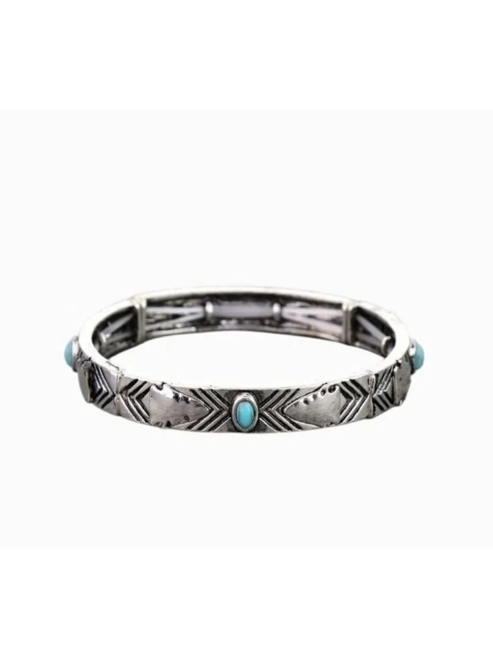 Western Arrowhead Turquoise Stone Stretch Bracelet - QB9081SBTQ